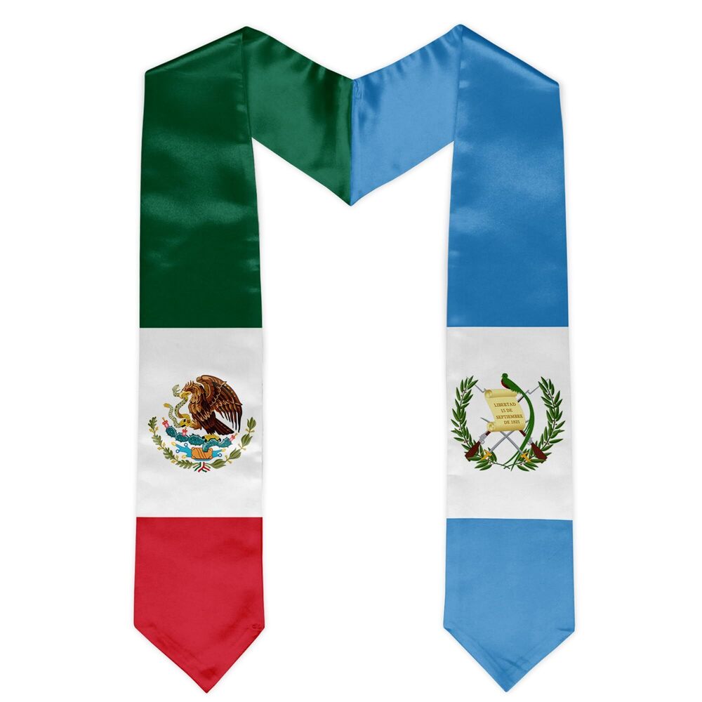 1502 Mexico Guatemala Mixed Flag Graduation Stole Sash Mexican Flag